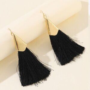 "Why Not Me"  Black Tassel Earrings